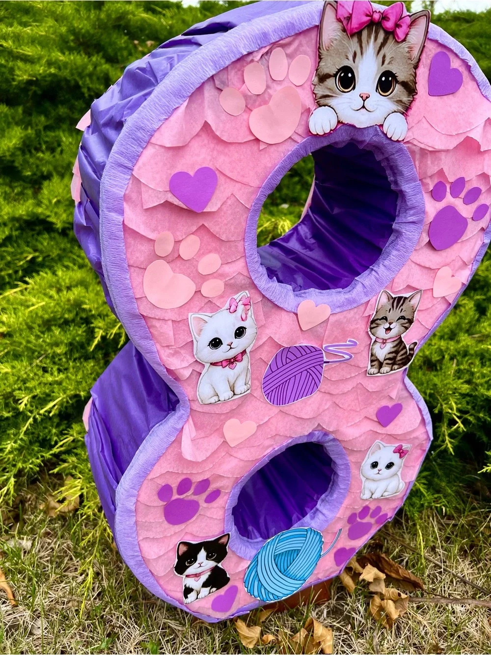 Pink & Purple Cats piñata number eight Cute Kitten party decor